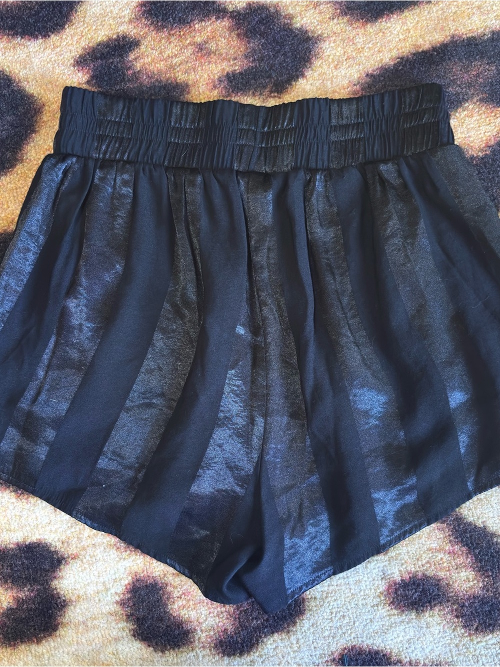 Victoria’s Secret Black Satin Striped Shorts Small